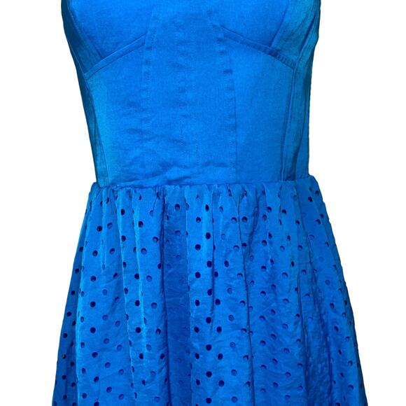 Rebecca Taylor Blue Strapless Eyelet Corset Dress Size 0 As Seen On Taylor Swift - Picture 6 of 16